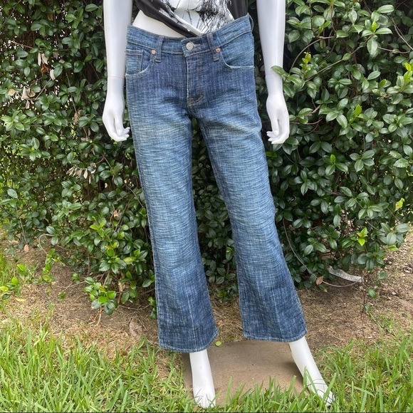 7 FAMK Bootcut Low Rise Mildly Distressed Jeans - Picture 1 of 14
